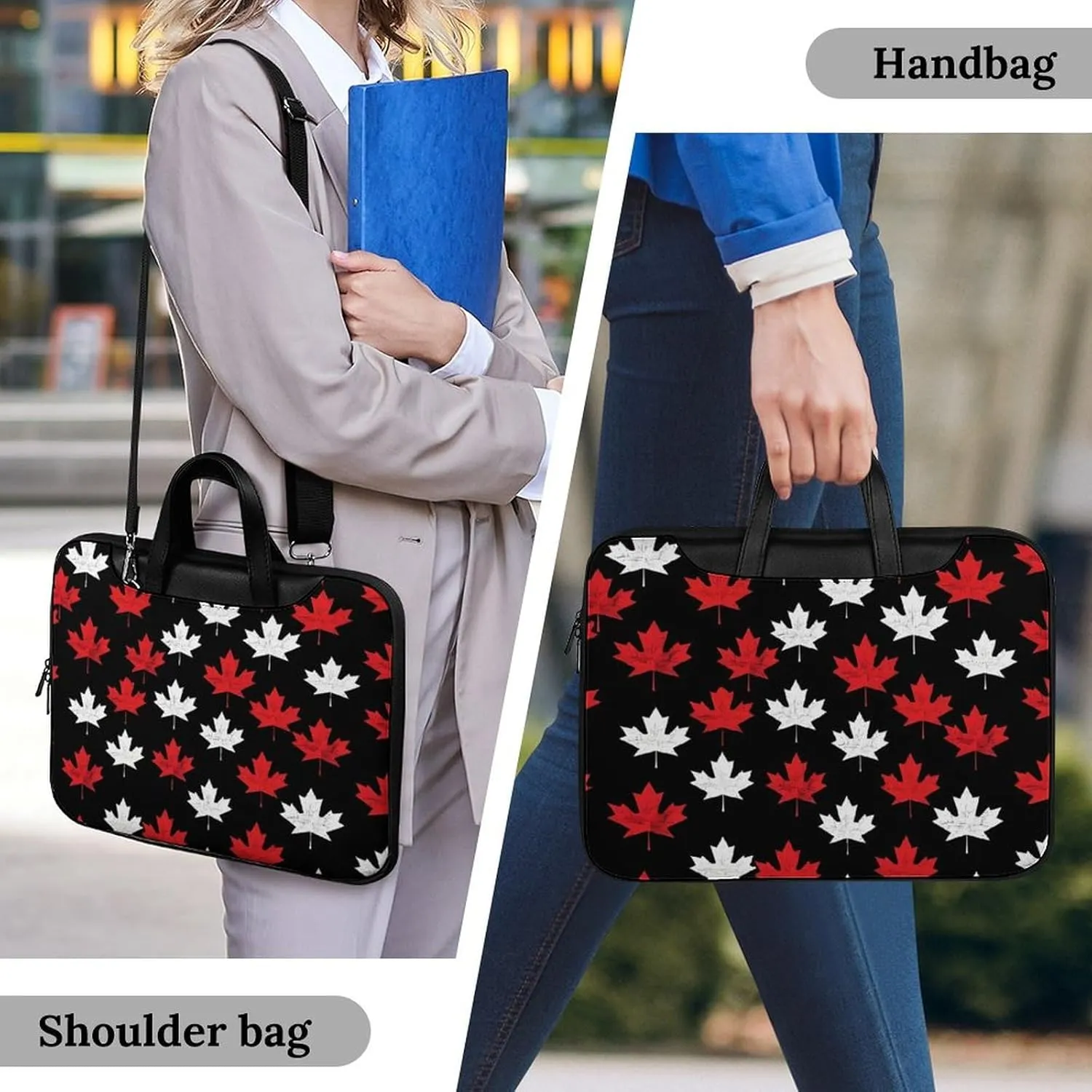 Canada Flag Maple Laptop Tote Bag Waterproof Computer Carrying Case Business Office Briefcase