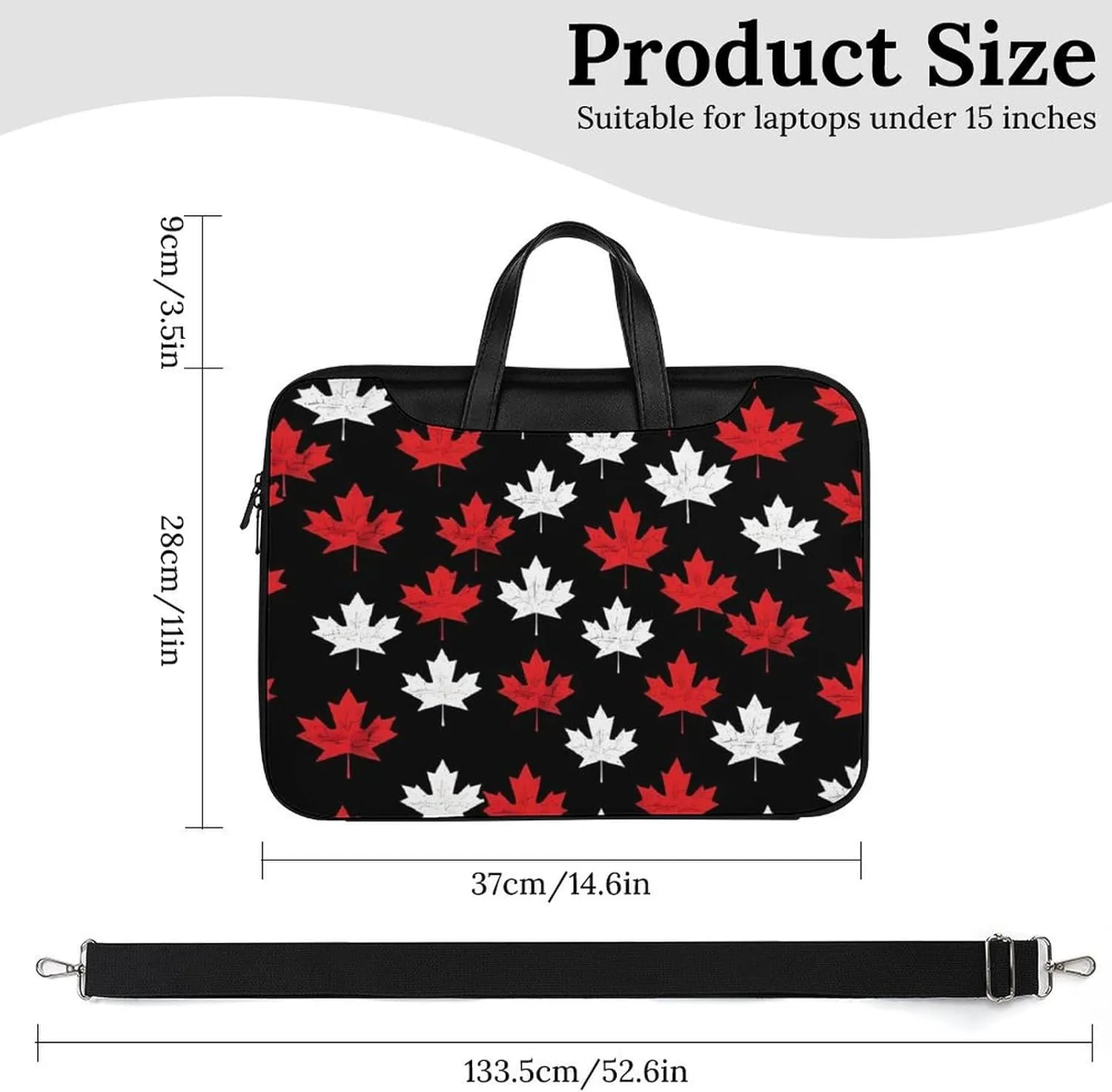 Canada Flag Maple Laptop Tote Bag Waterproof Computer Carrying Case Business Office Briefcase