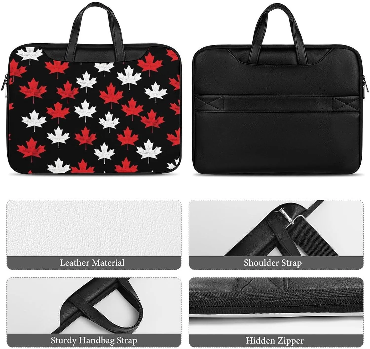 Canada Flag Maple Laptop Tote Bag Waterproof Computer Carrying Case Business Office Briefcase