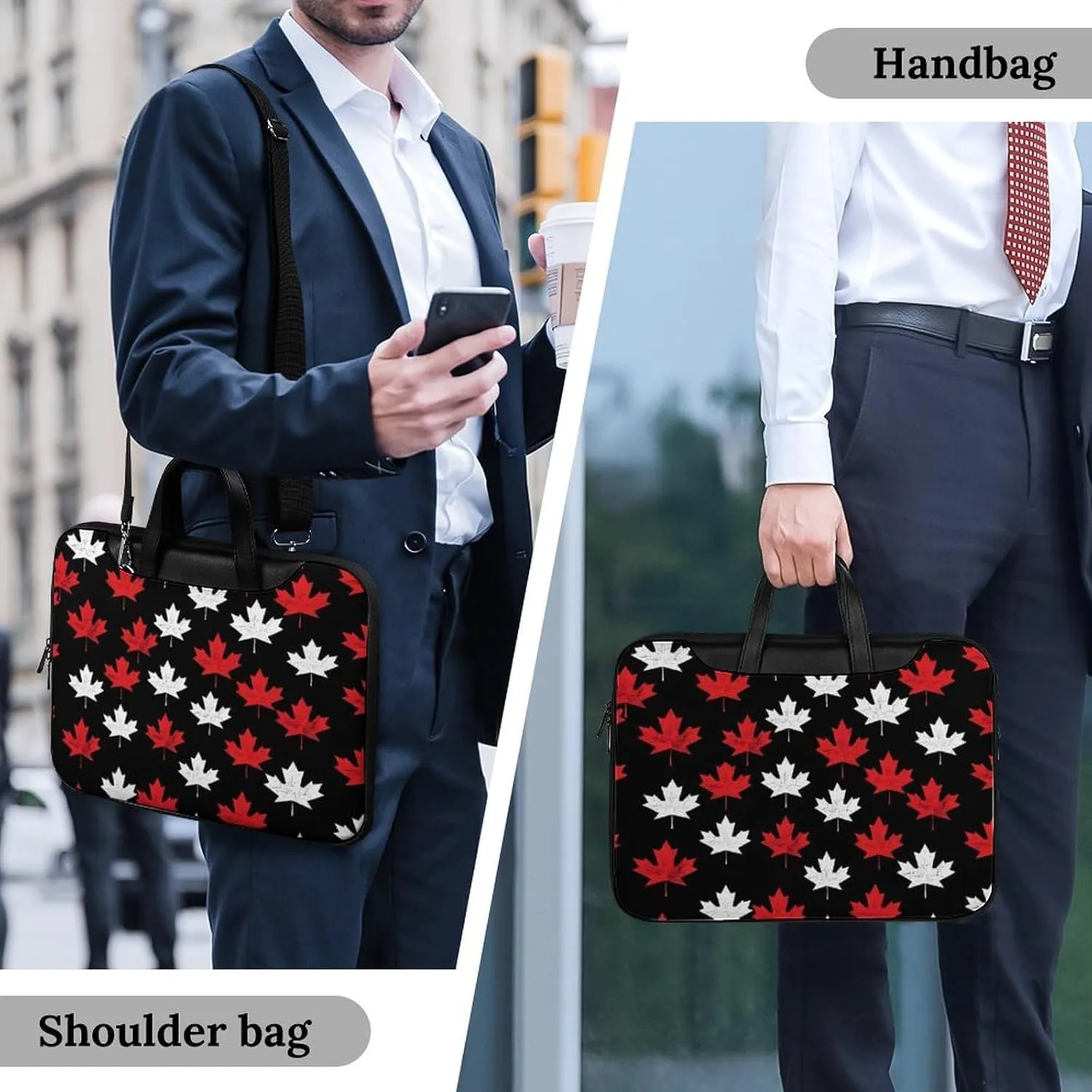 Canada Flag Maple Laptop Tote Bag Waterproof Computer Carrying Case Business Office Briefcase