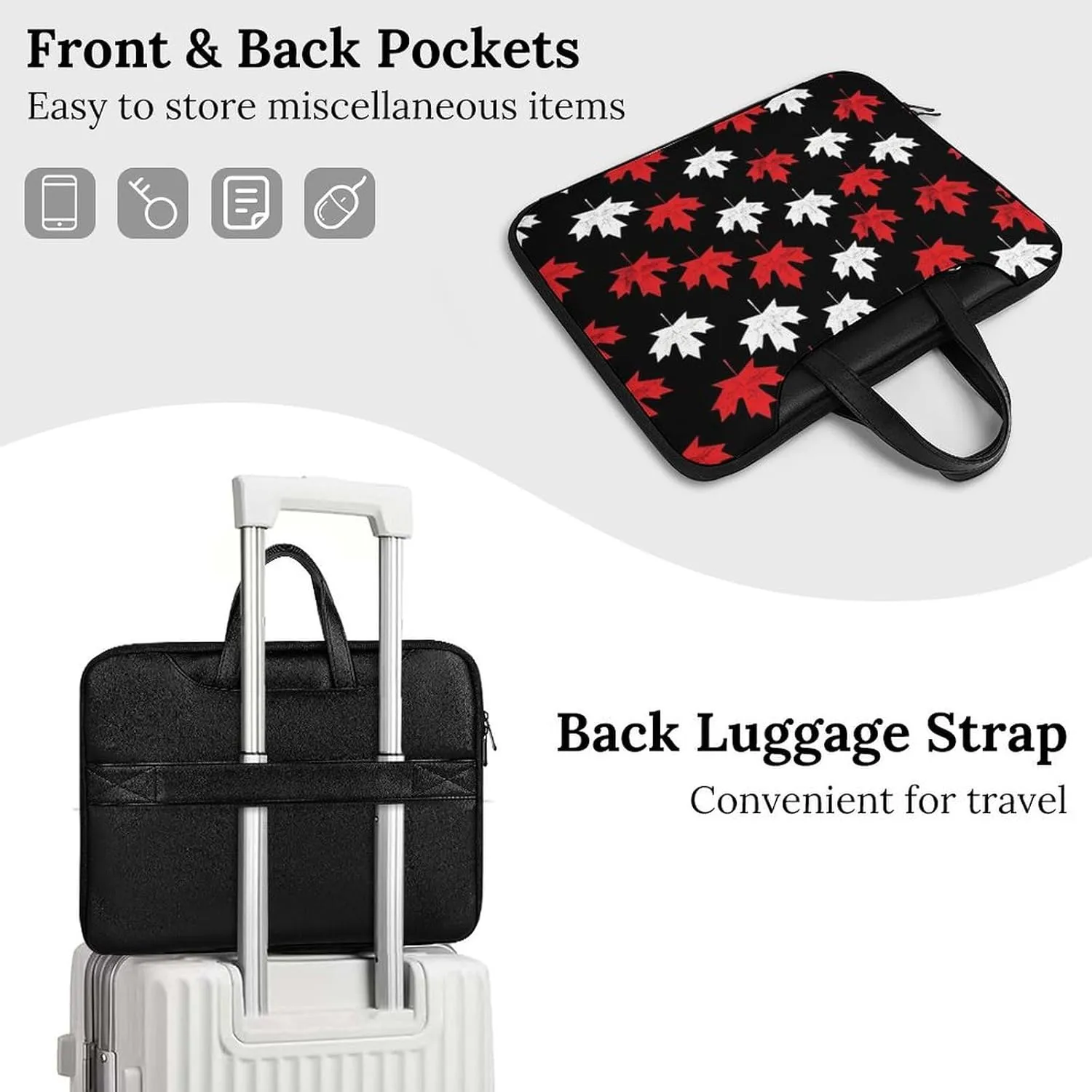 Canada Flag Maple Laptop Tote Bag Waterproof Computer Carrying Case Business Office Briefcase