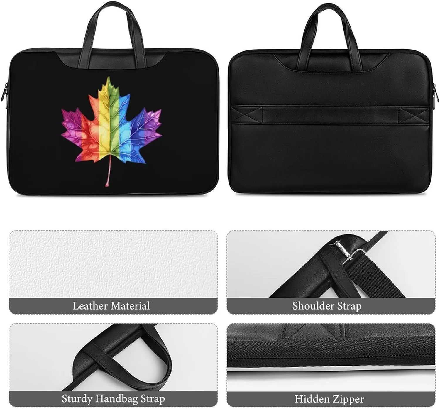 Canada Leaf LGBT Prideful Laptop Tote Bag Waterproof Computer Carrying Case Business Office Briefcase