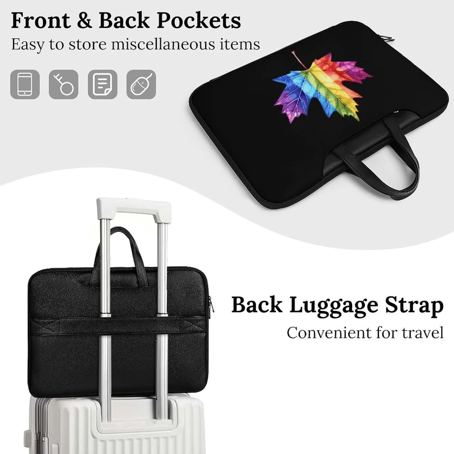 Canada Leaf LGBT Prideful Laptop Tote Bag Waterproof Computer Carrying Case Business Office Briefcase
