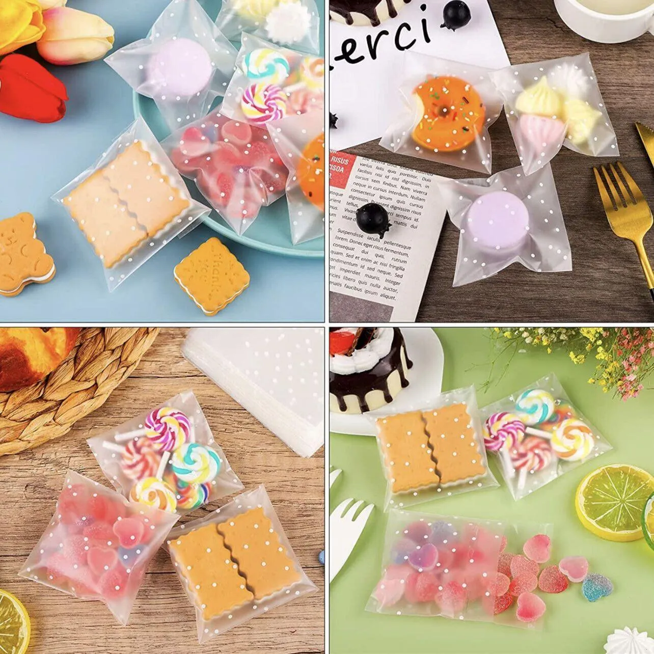 Candy Packaging Bags 100PCS Self Adhesive Gift Bags