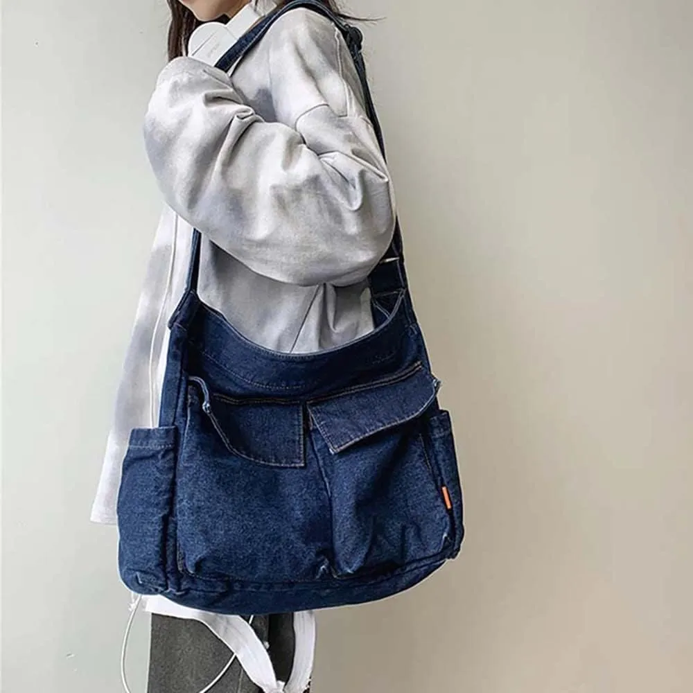 Canvas Messenger Vintage Bag Letter Pattern Crossbody Bag Emo Goth Shoulder Satchels Y2K Harajuku Bag Grunge Handbag