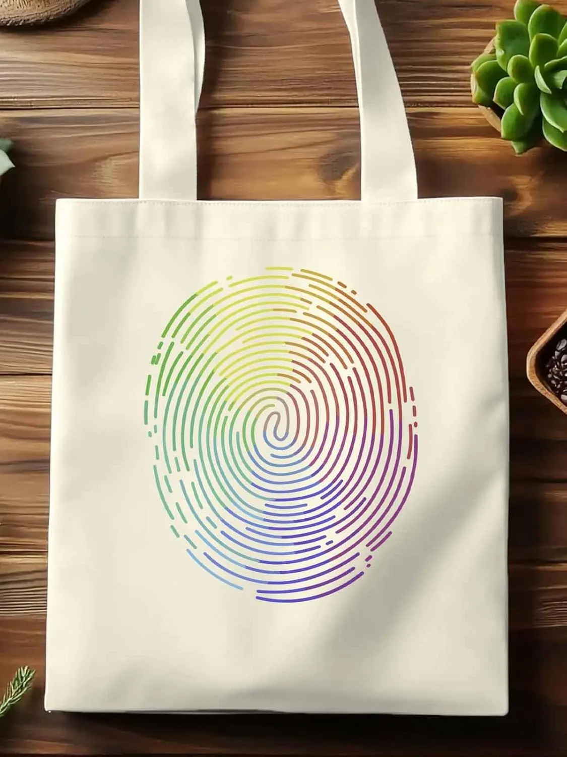 Canvas Tote Bag, Abstract Fingerprint Graffiti Aesthetic Canvas Tote Handbags for Women Shoulder Bag
