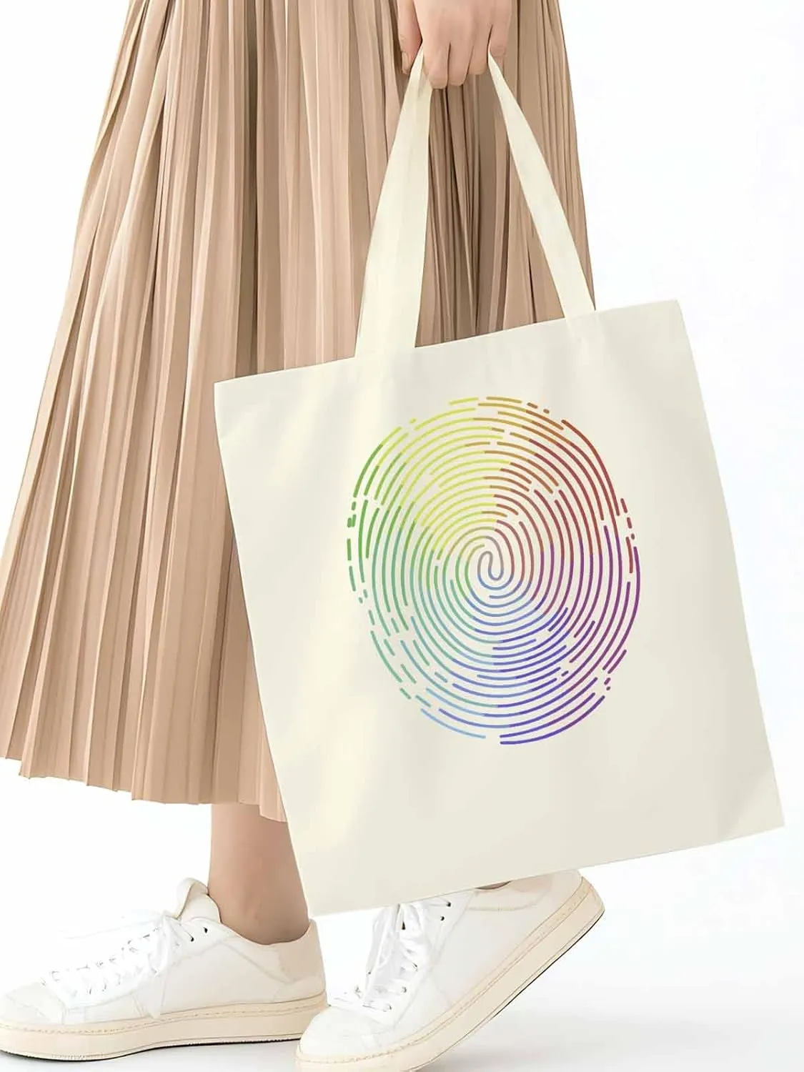 Canvas Tote Bag, Abstract Fingerprint Graffiti Aesthetic Canvas Tote Handbags for Women Shoulder Bag