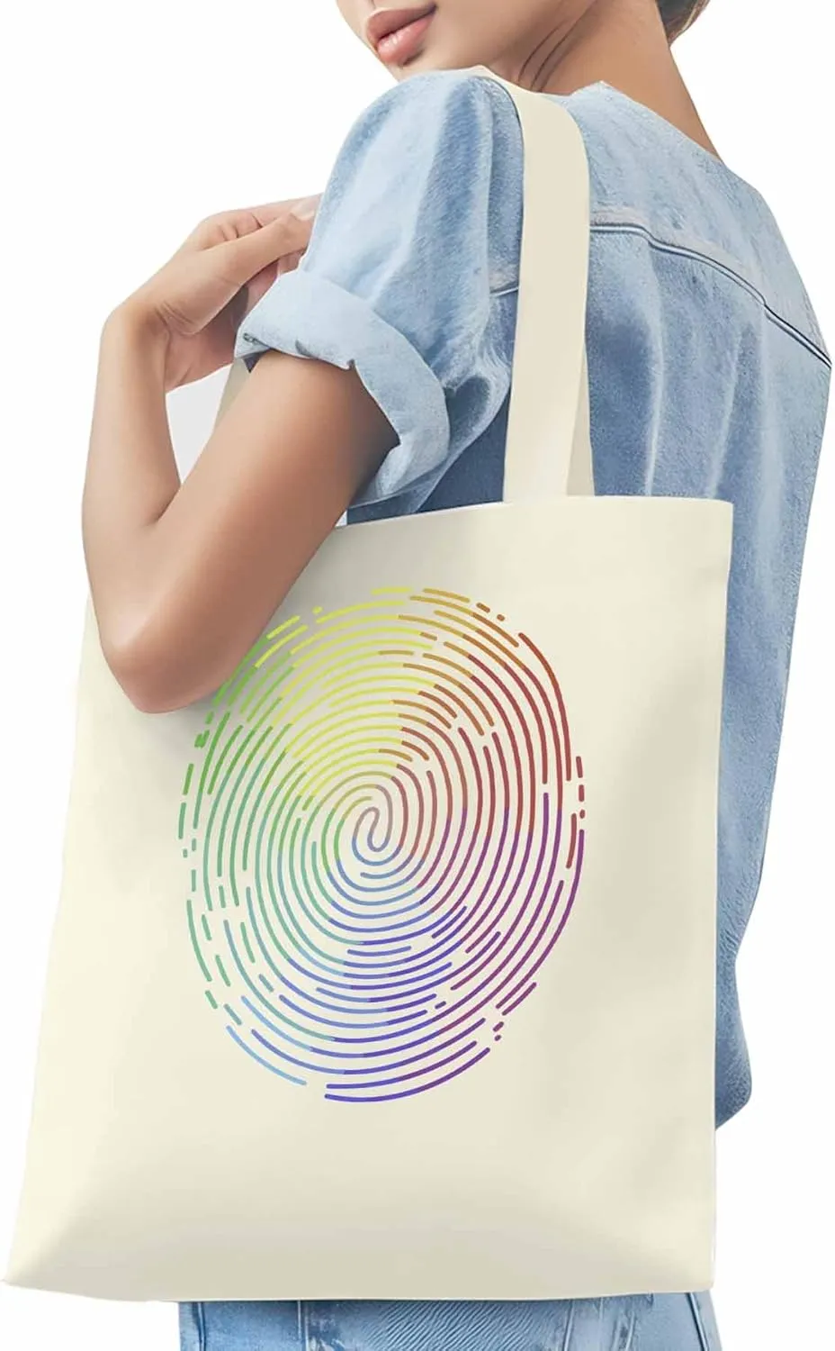 Canvas Tote Bag, Abstract Fingerprint Graffiti Aesthetic Canvas Tote Handbags for Women Shoulder Bag