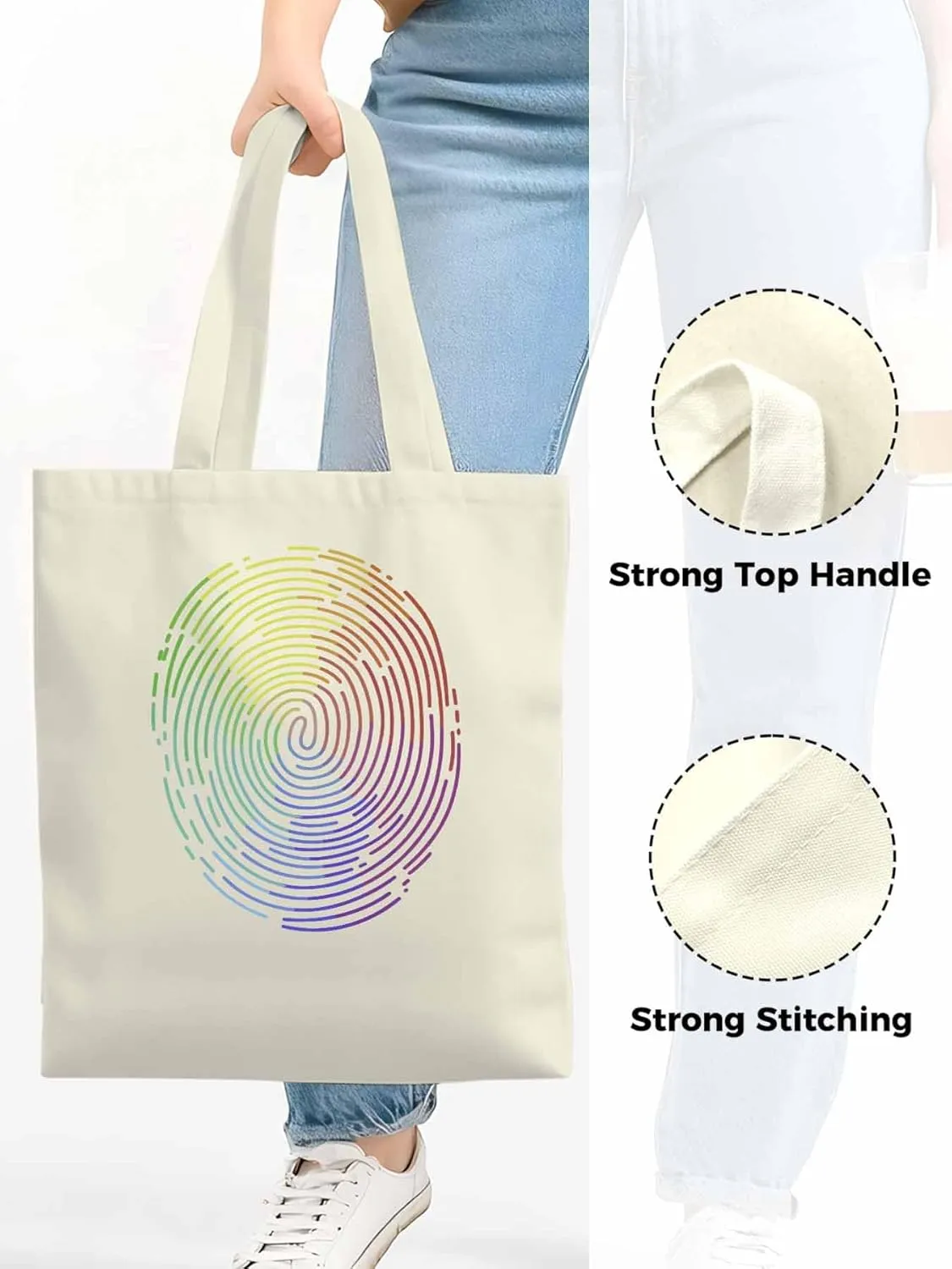 Canvas Tote Bag, Abstract Fingerprint Graffiti Aesthetic Canvas Tote Handbags for Women Shoulder Bag
