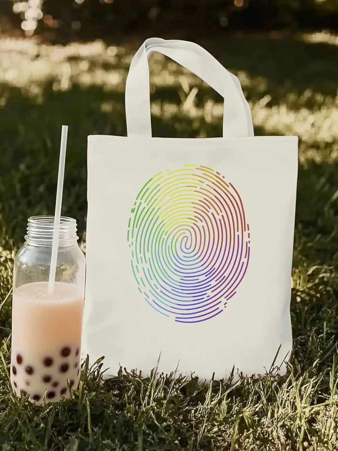 Canvas Tote Bag, Abstract Fingerprint Graffiti Aesthetic Canvas Tote Handbags for Women Shoulder Bag