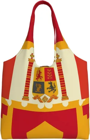 Canvas Tote Bag for Women Purse Spanish flag pattern Handbags Totes Crossbody Shoulder Shopping Bag