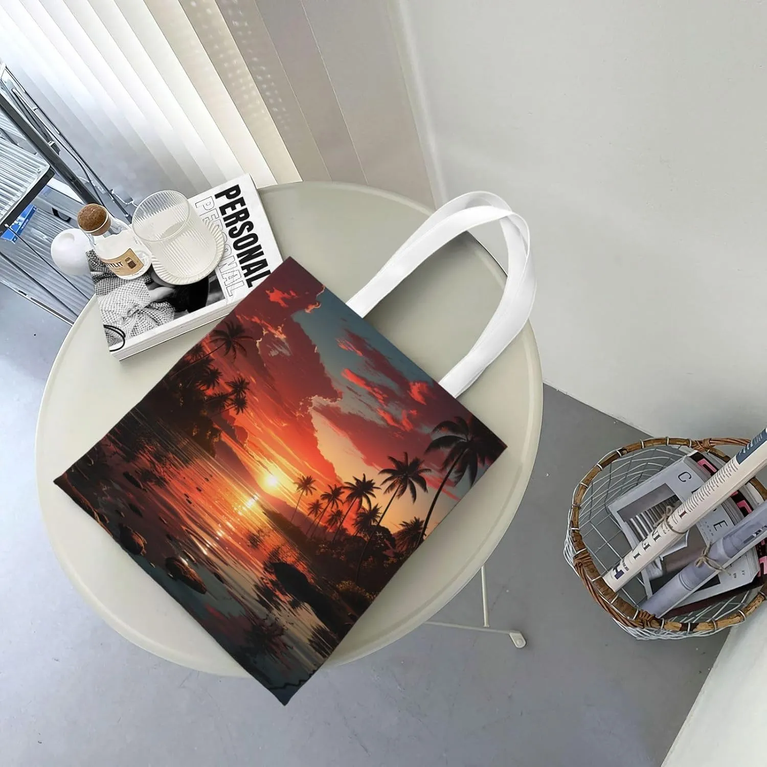 Canvas Tote Bag For Women Reusable Shopping Bag Casual Two Butterflies And Mushrooms Shoulder Bag Handbag For Travel