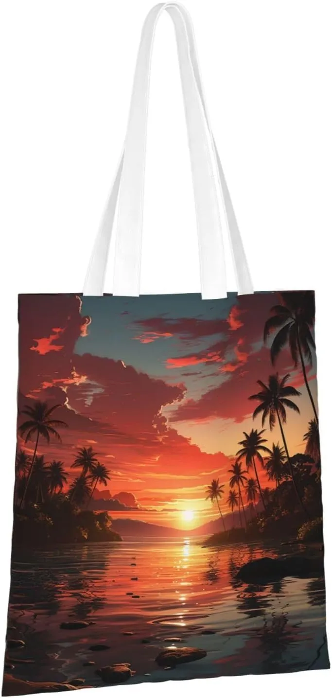 Canvas Tote Bag For Women Reusable Shopping Bag Casual Two Butterflies And Mushrooms Shoulder Bag Handbag For Travel