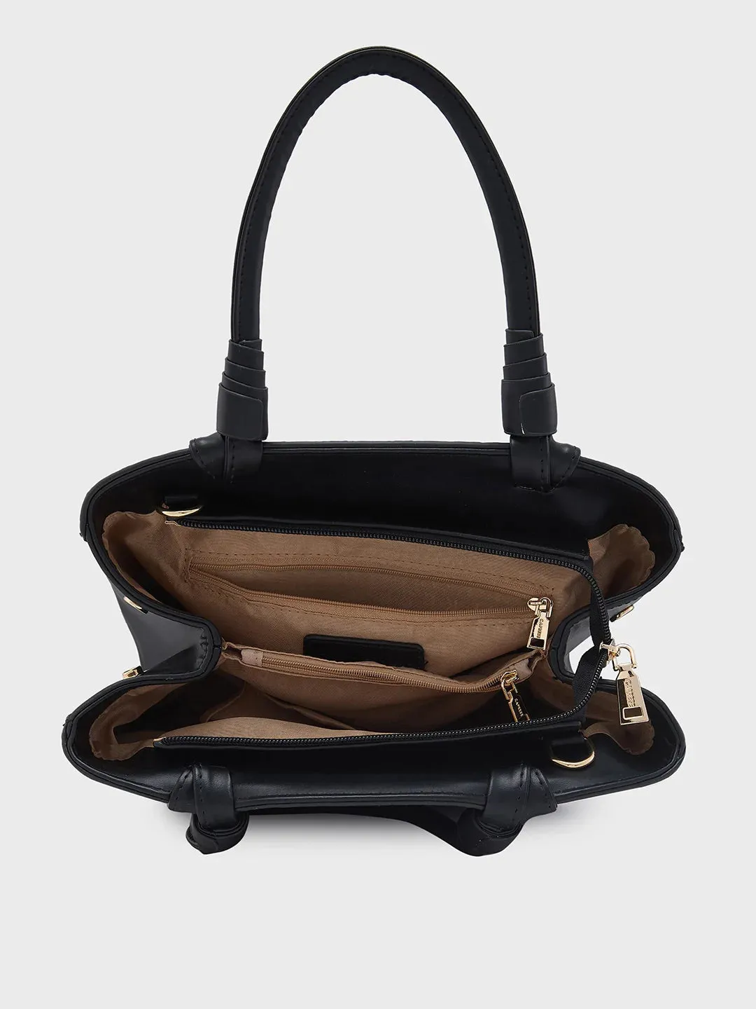 Caprese Rosa Medium Black Tote Bag