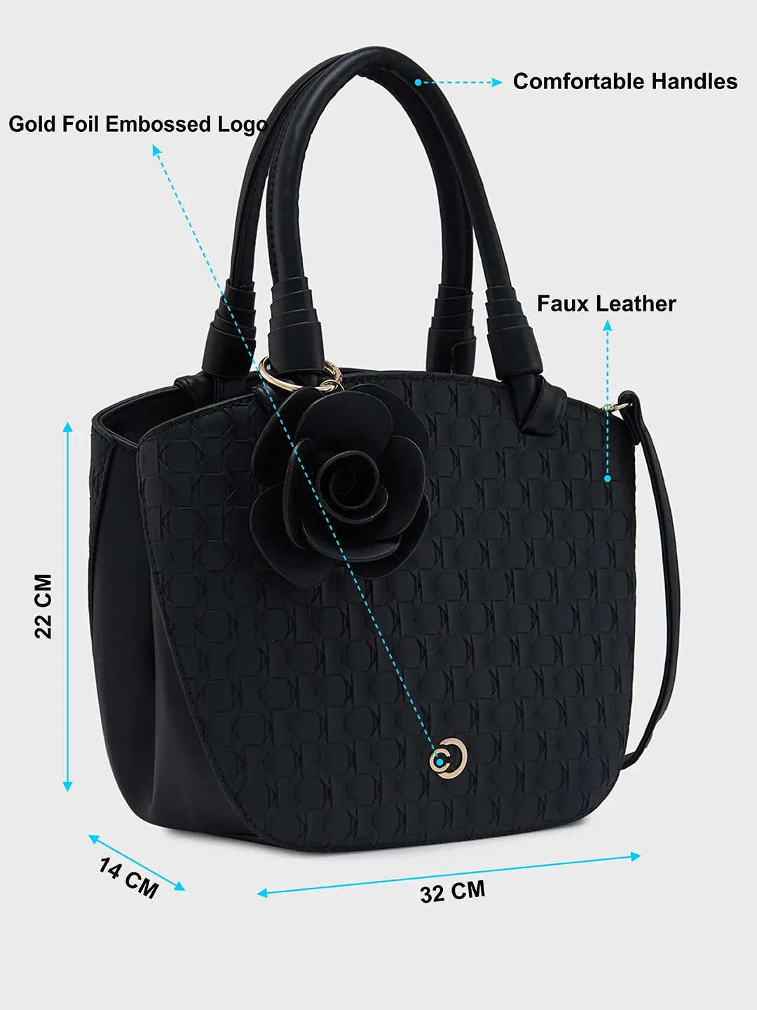 Caprese Rosa Medium Black Tote Bag
