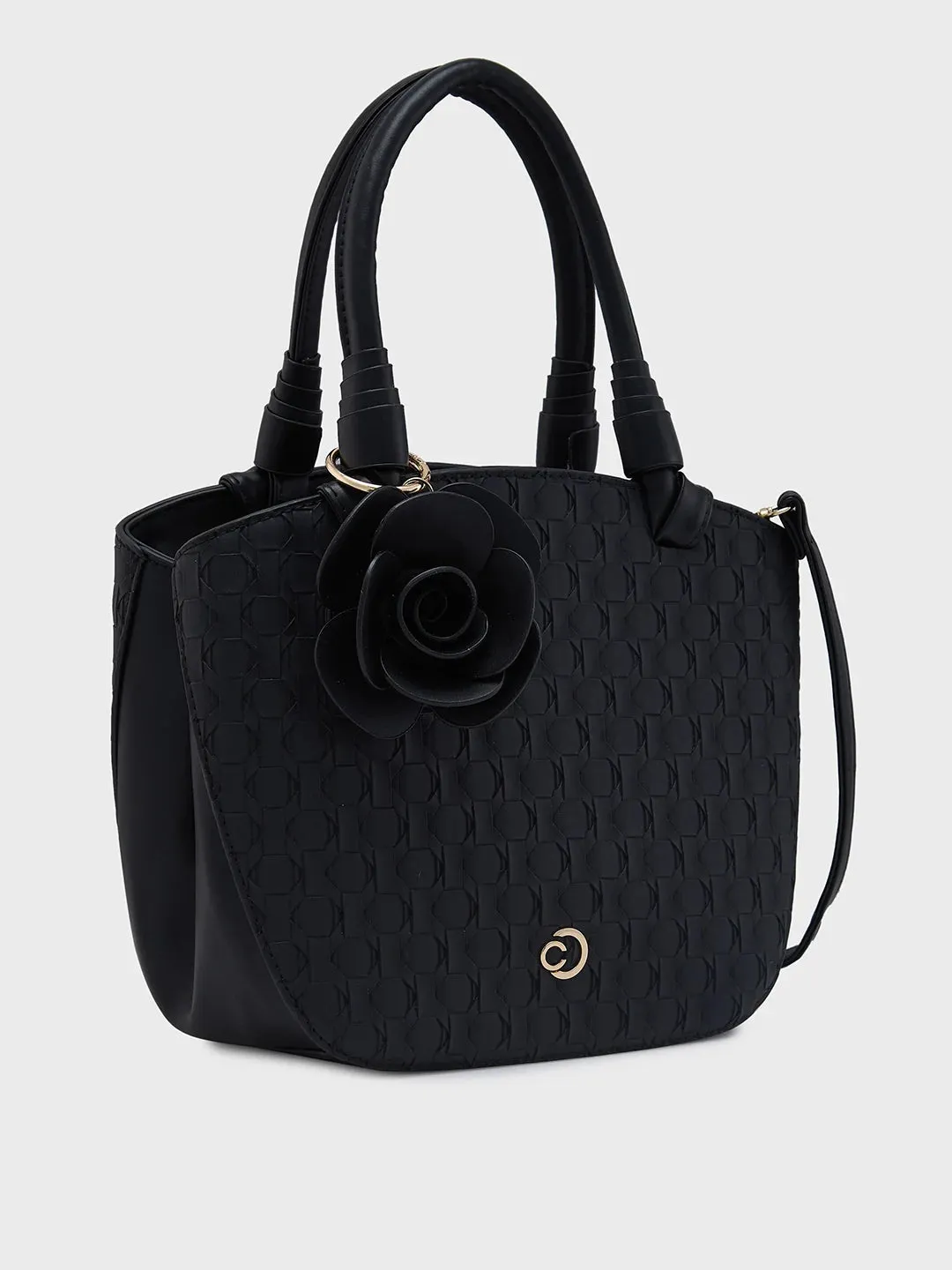 Caprese Rosa Medium Black Tote Bag