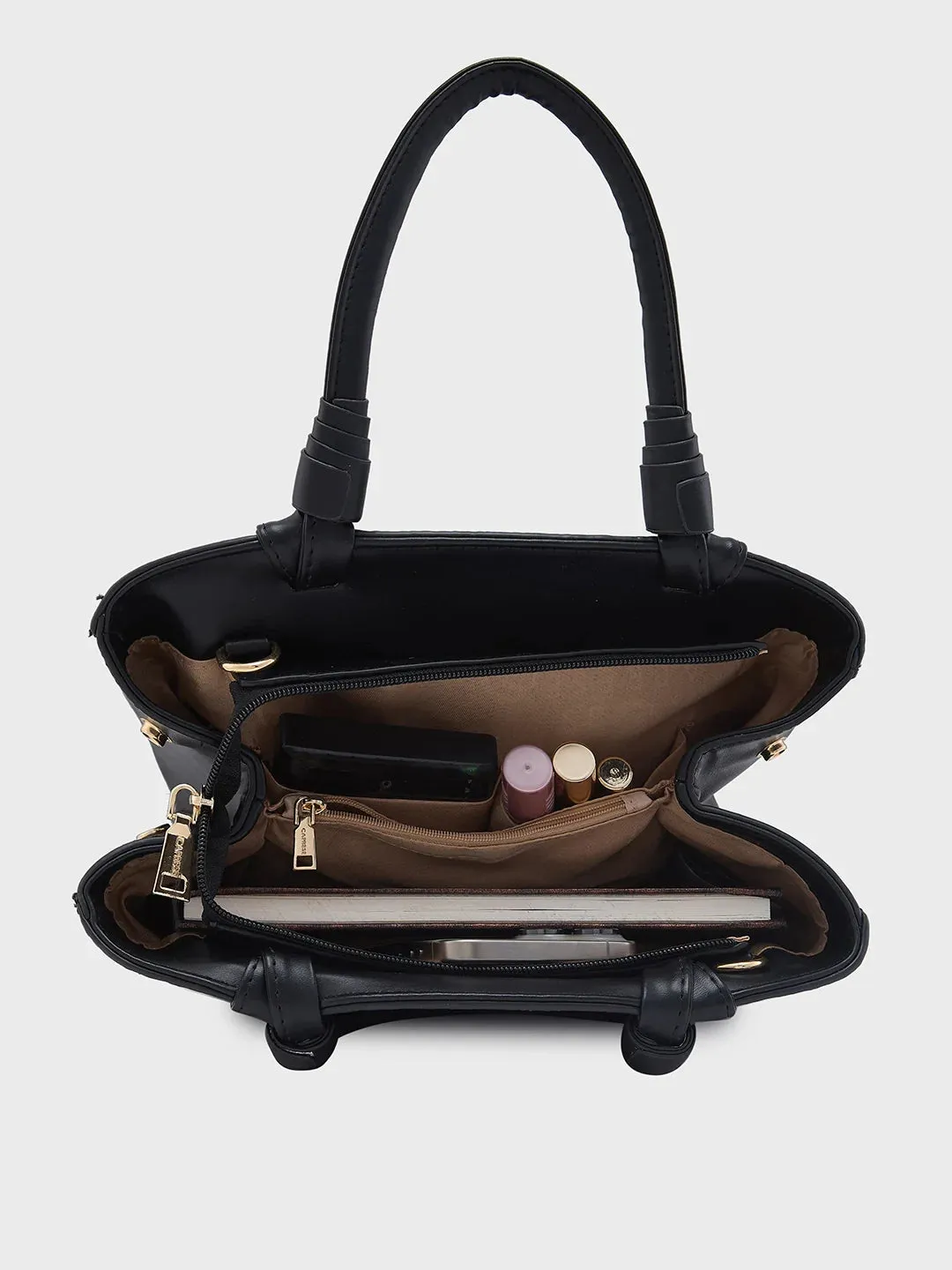 Caprese Rosa Medium Black Tote Bag