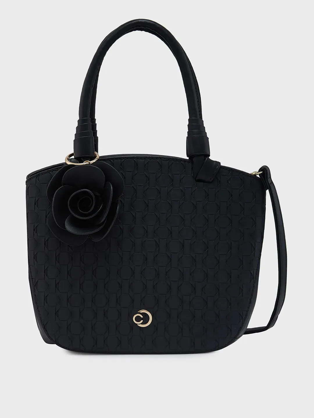 Caprese Rosa Medium Black Tote Bag