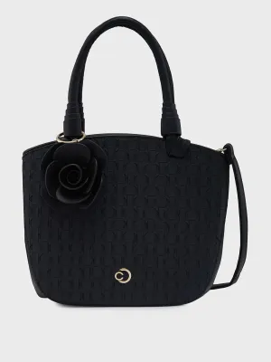 Caprese Rosa Medium Black Tote Bag