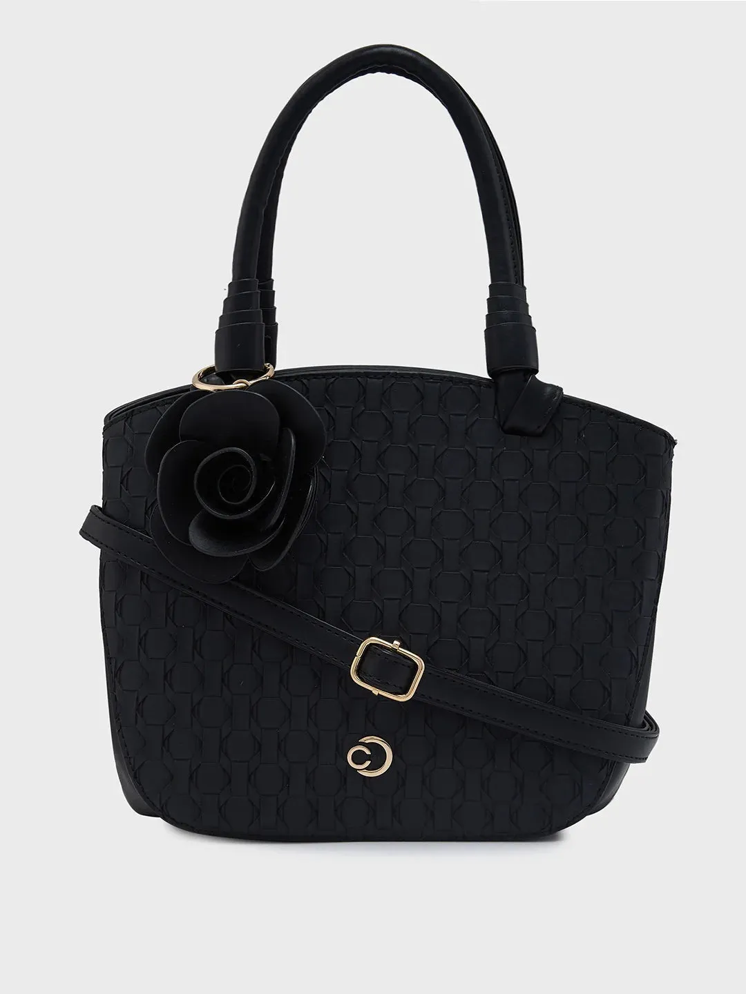 Caprese Rosa Medium Black Tote Bag