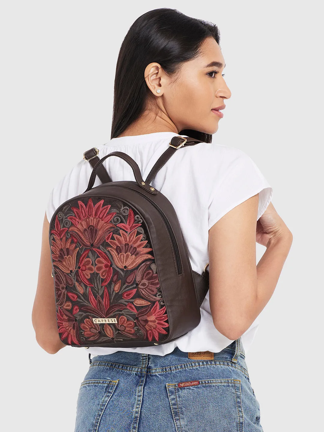 Caprese Tresna Medium Brown Backpack
