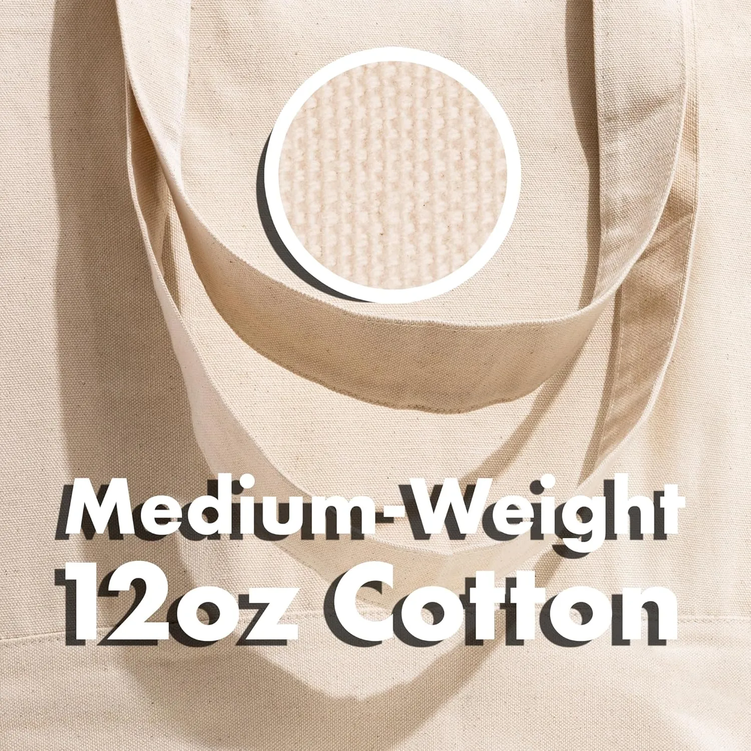 Carrywell (Not Made in China Canvas Tote Bags In Bulk, Reusable Shopping Bags, Organic Cotton Cloth