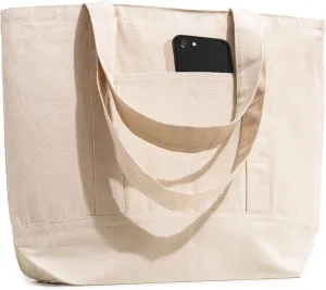 Carrywell (Not Made in China) Canvas Tote Bags In Bulk, Reusable Shopping Bags, Organic Cotton Cloth