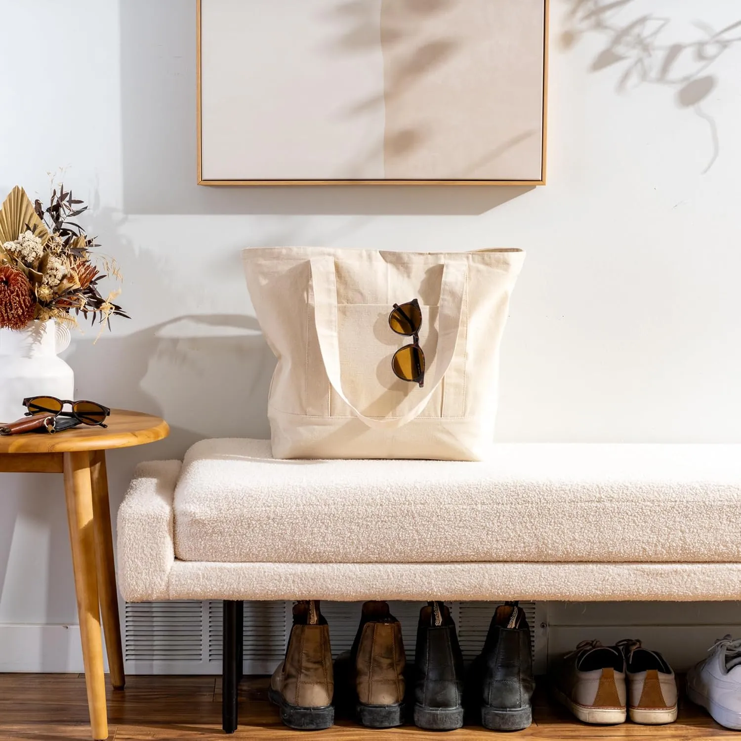 Carrywell (Not Made in China) Canvas Tote Bags In Bulk, Reusable Shopping Bags, Organic Cotton Cloth