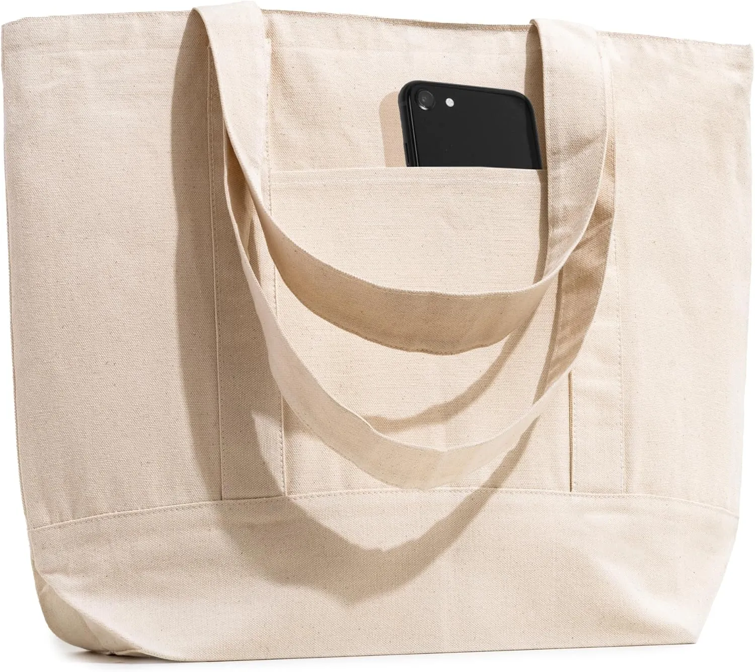 Carrywell (Not Made in China) Canvas Tote Bags In Bulk, Reusable Shopping Bags, Organic Cotton Cloth
