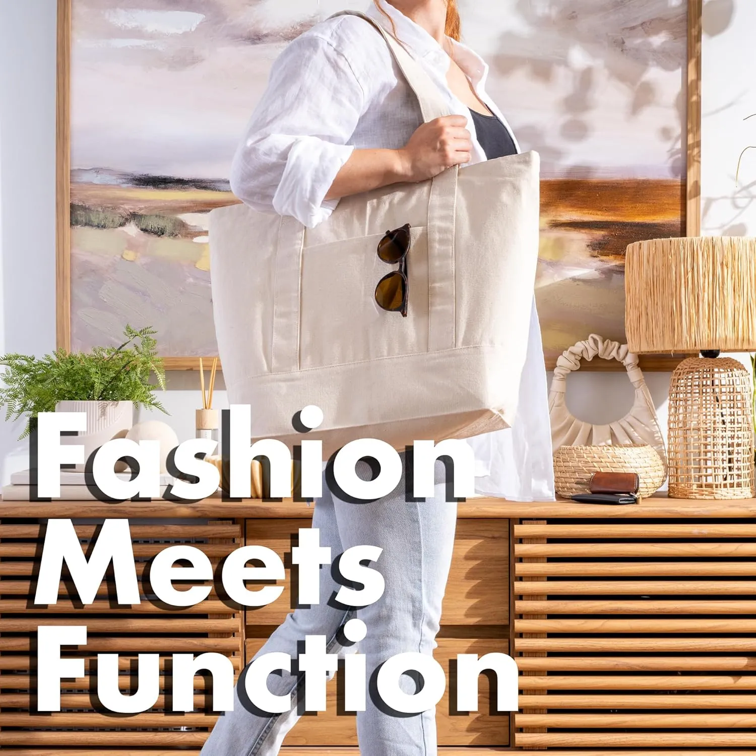 Carrywell (Not Made in China) Canvas Tote Bags In Bulk, Reusable Shopping Bags, Organic Cotton Cloth