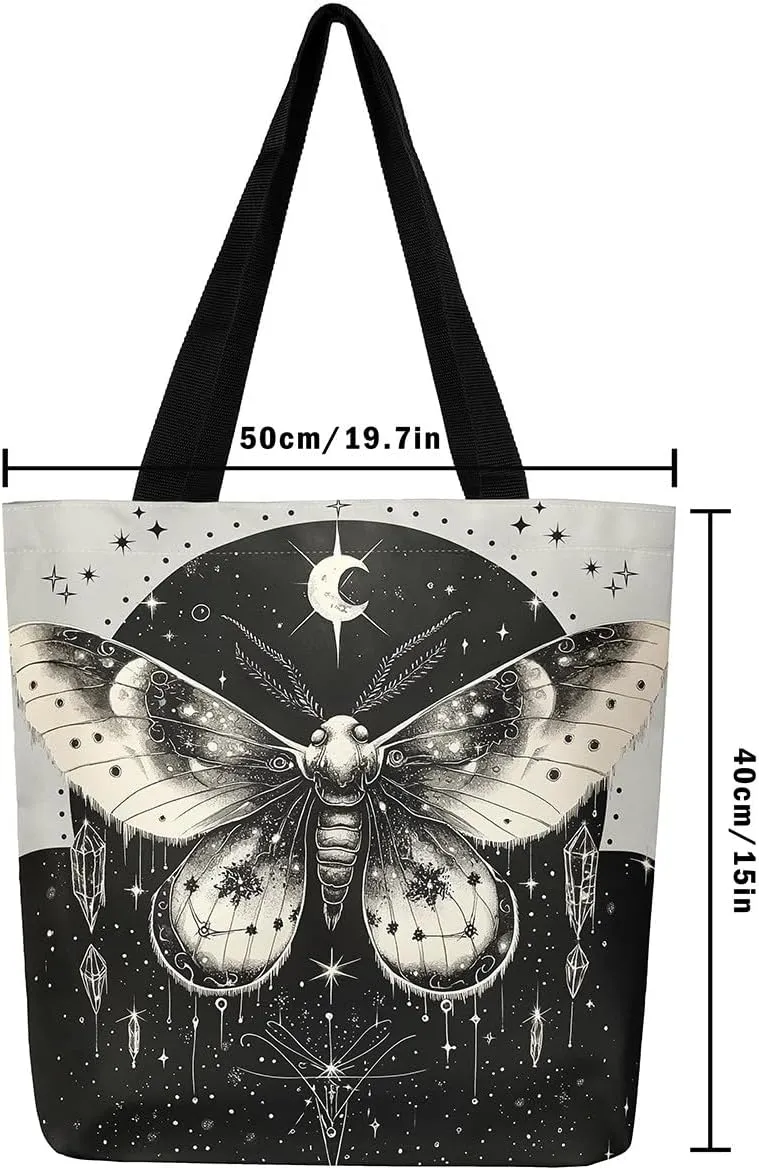 Cartoon Canvas Tote Bag Aesthetic for Women,Cute Animals Reusable Grocery Handbag