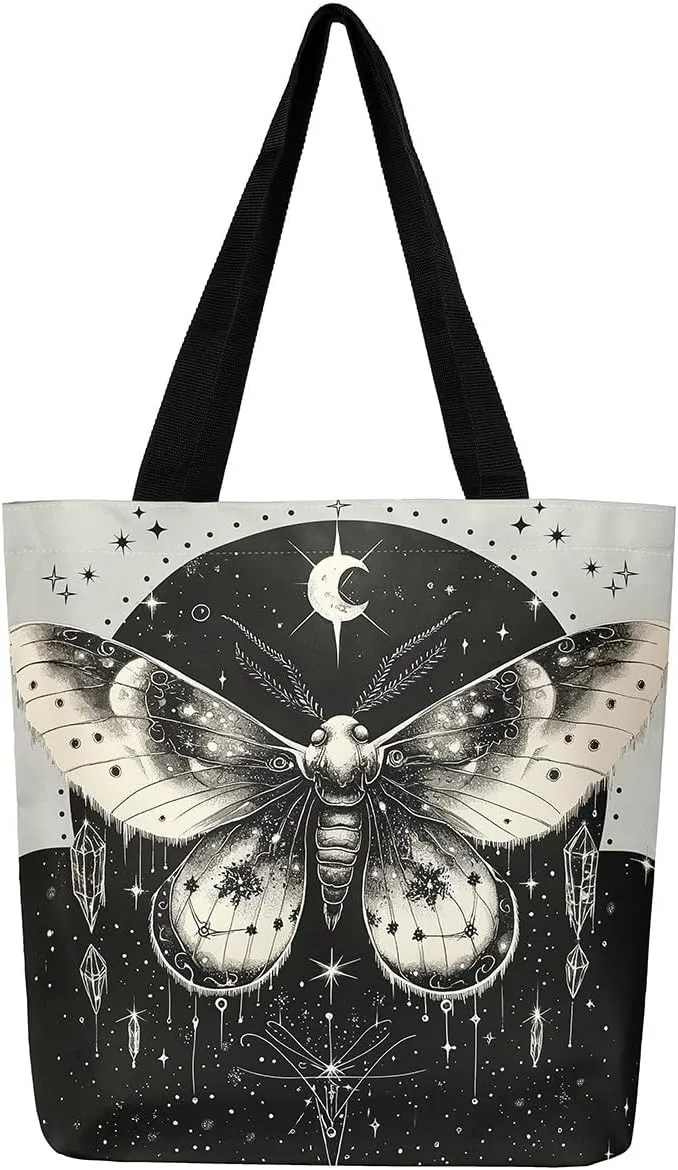 Cartoon Canvas Tote Bag Aesthetic for Women,Cute Animals Reusable Grocery Handbag