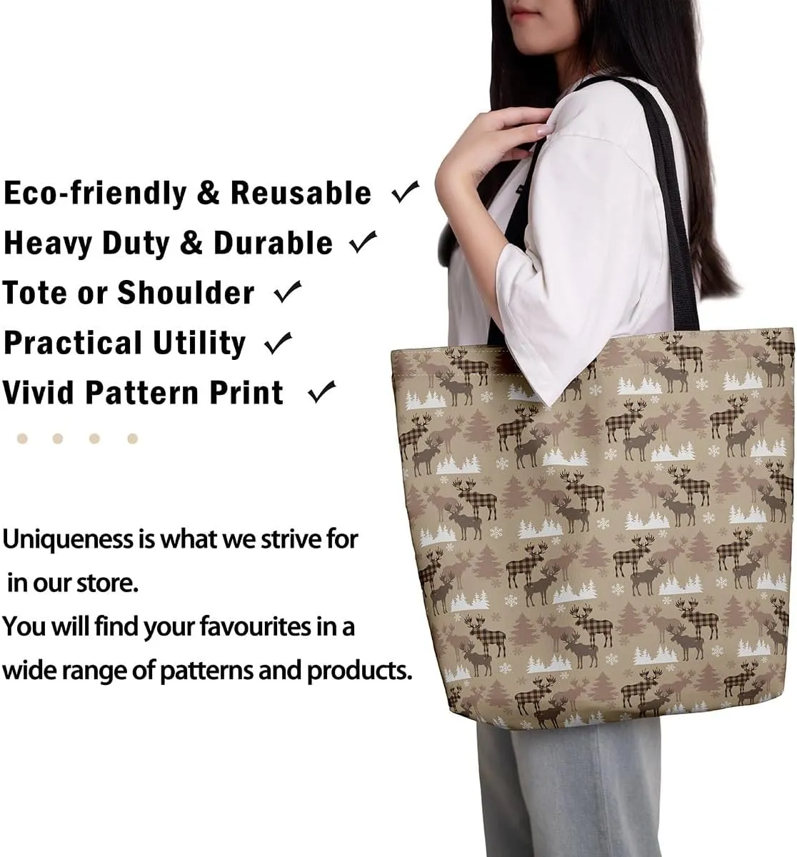 Castle Fairy Christmas Canvas Tote Bag Aesthetic for Teens,Shopping Bag Reusable Grocery Handbag