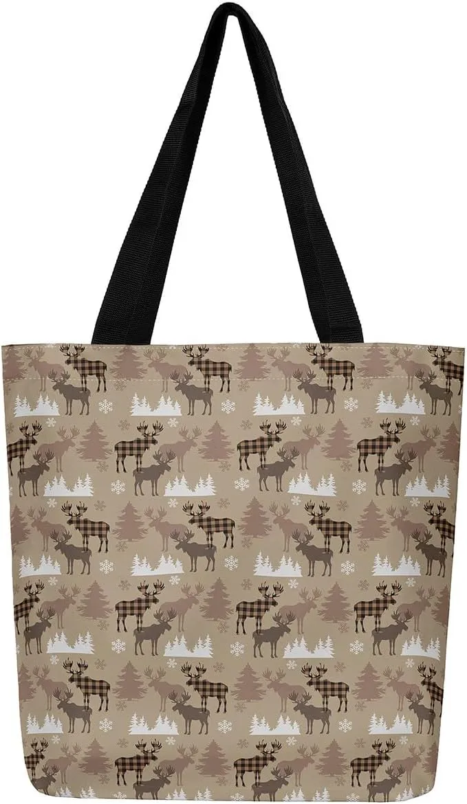 Castle Fairy Christmas Canvas Tote Bag Aesthetic for Teens,Shopping Bag Reusable Grocery Handbag