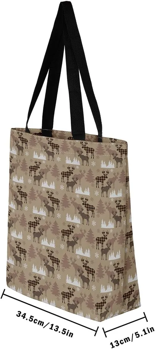 Castle Fairy Christmas Canvas Tote Bag Aesthetic for Teens,Shopping Bag Reusable Grocery Handbag