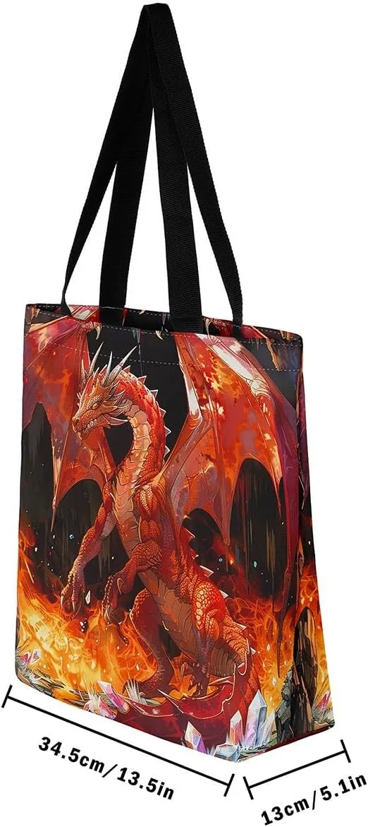 Castle Fairy Dragon Canvas Tote Bag for Adults,
