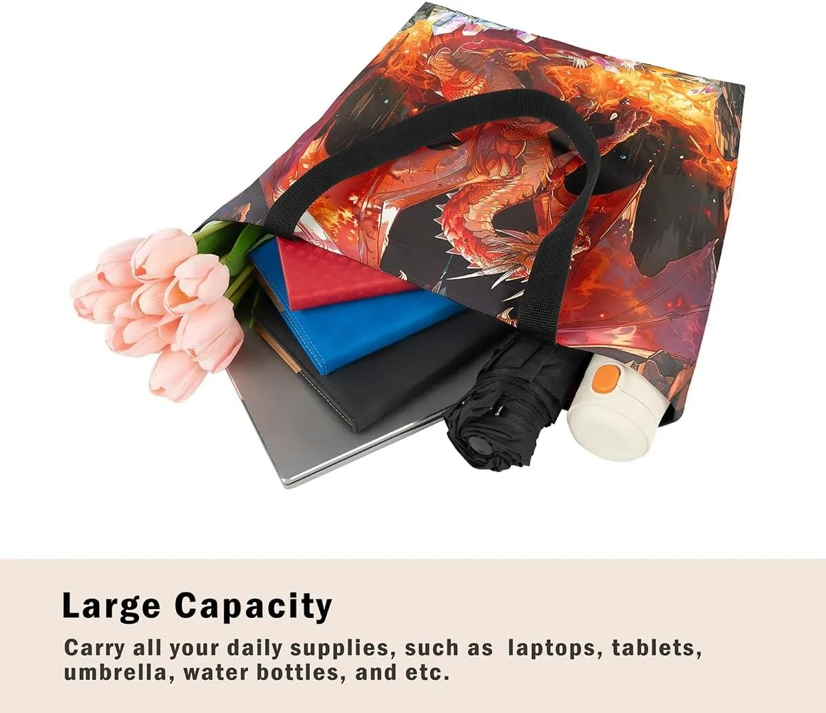 Castle Fairy Dragon Canvas Tote Bag for Adults,