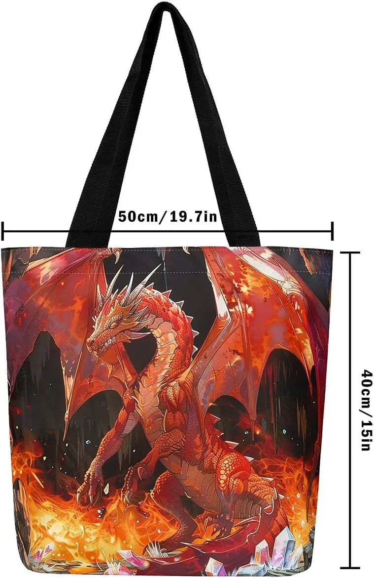 Castle Fairy Dragon Canvas Tote Bag for Adults,