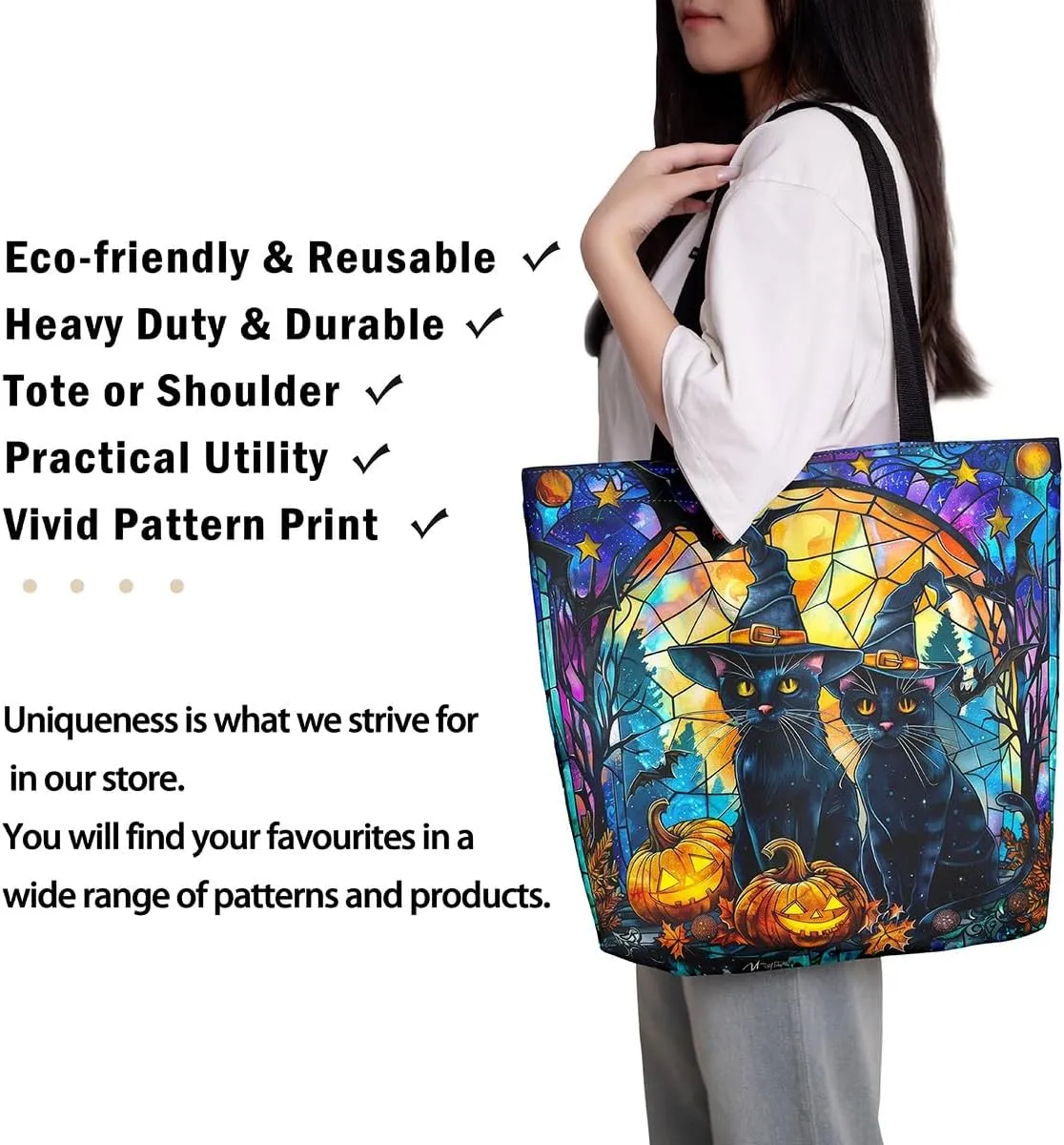 Castle Fairy Gothic Canvas Tote Bag Aesthetic for Women Girls,Sun Moon Halloween Reusable Grocery Handbag