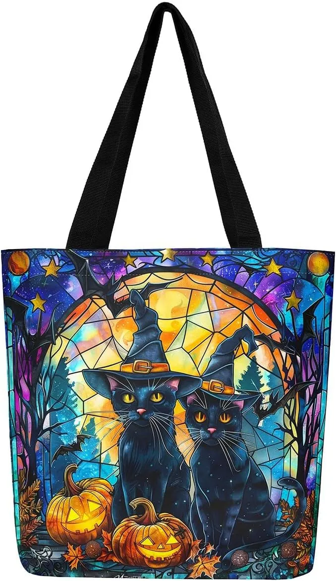 Castle Fairy Gothic Canvas Tote Bag Aesthetic for Women Girls,Sun Moon Halloween Reusable Grocery Handbag