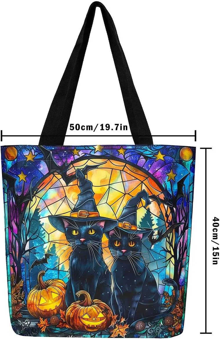Castle Fairy Gothic Canvas Tote Bag Aesthetic for Women Girls,Sun Moon Halloween Reusable Grocery Handbag