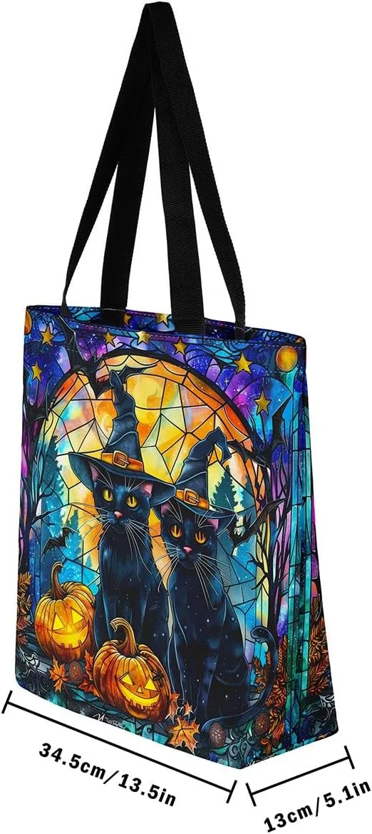 Castle Fairy Gothic Canvas Tote Bag Aesthetic for Women Girls,Sun Moon Halloween Reusable Grocery Handbag