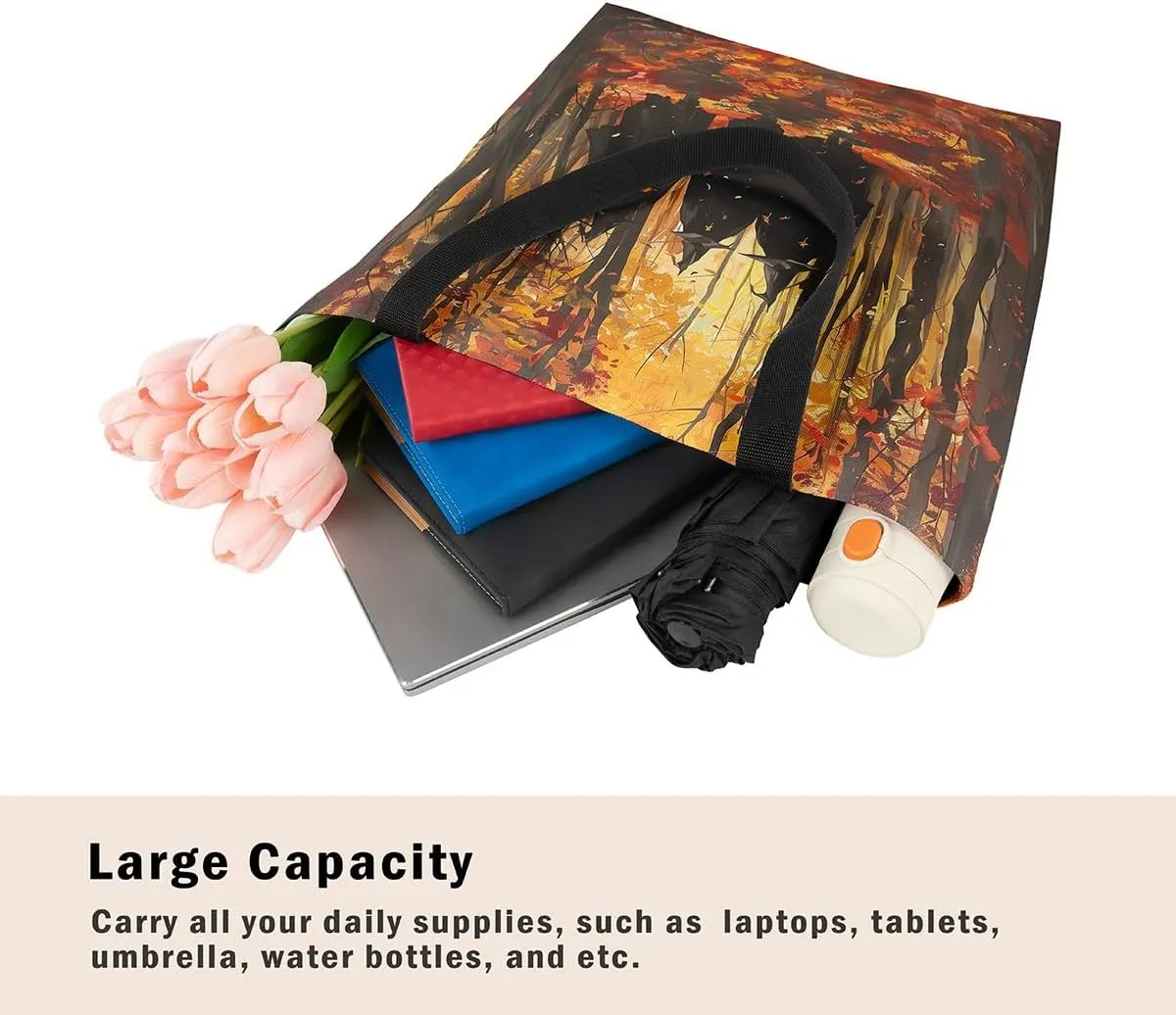 Castle Fairy Halloween Canvas Tote Bag Aesthetic for Women Girls, Reusable Grocery Handbag