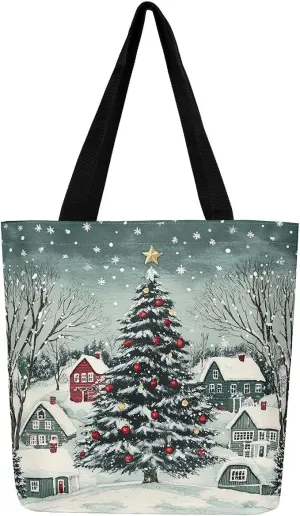 Castle Fairy Red Blue House Canvas Tote Bag Aesthetic for Women Girls