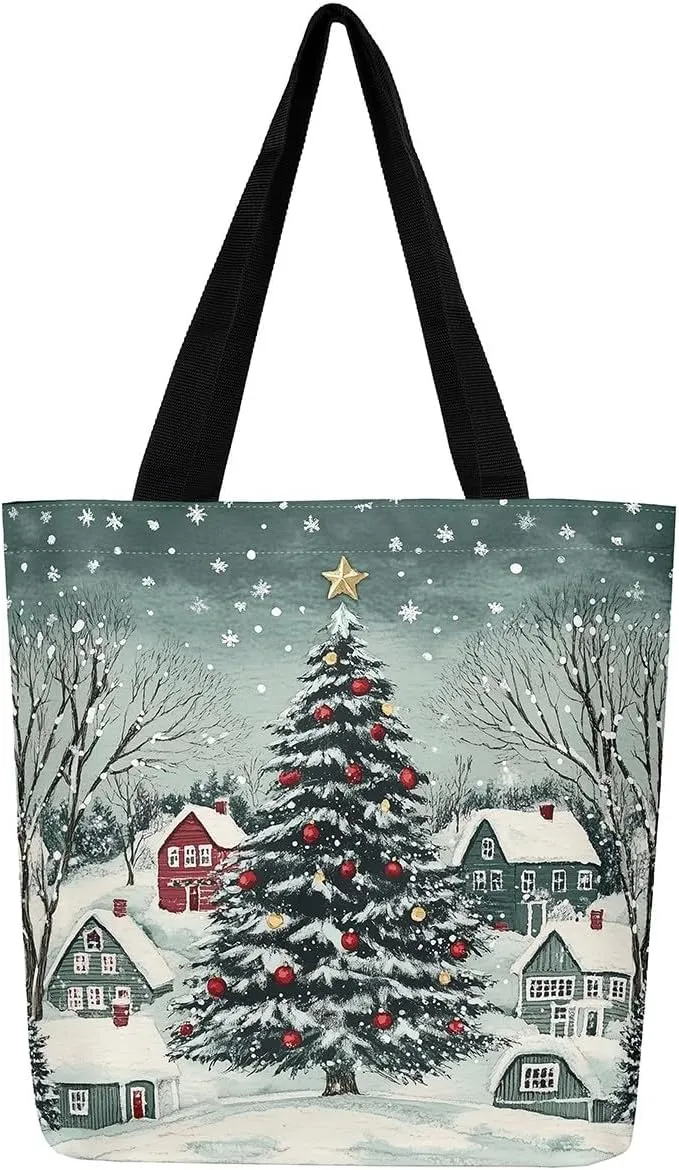 Castle Fairy Red Blue House Canvas Tote Bag Aesthetic for Women Girls