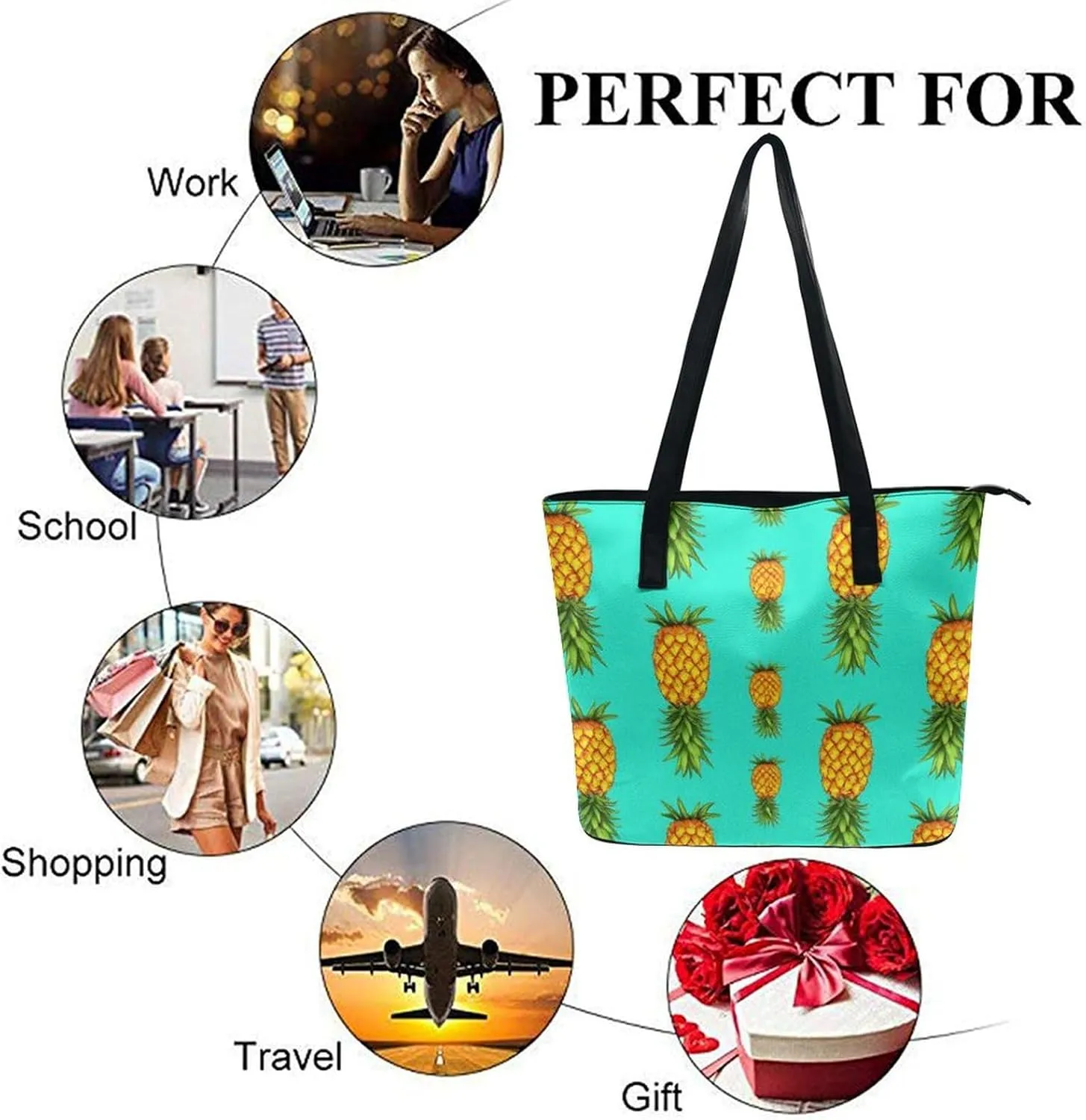 Casual Unsiex Tote Bag, Men and Women Lightweight Handbag with Compartment for Business, Travel