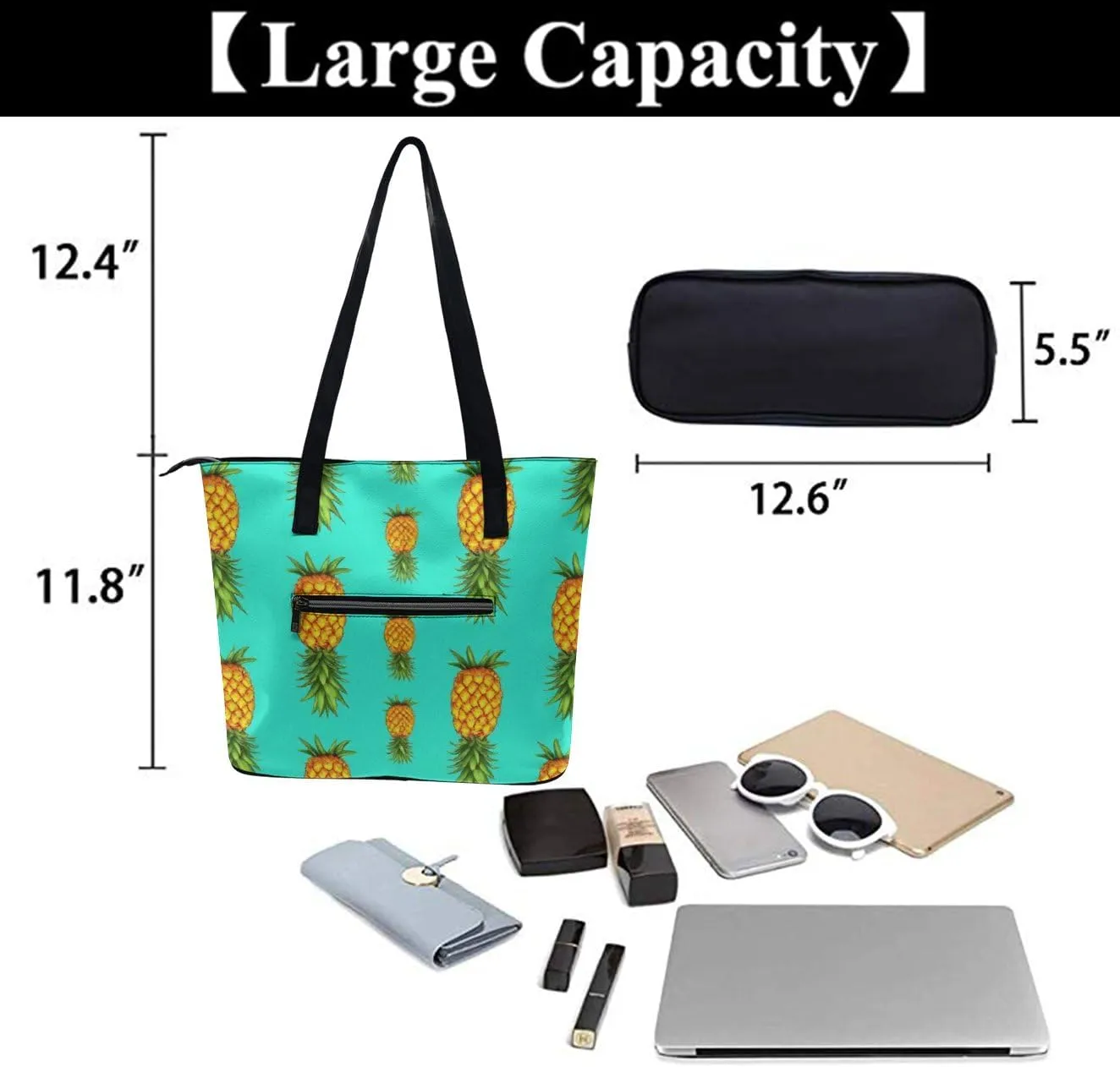 Casual Unsiex Tote Bag, Men and Women Lightweight Handbag with Compartment for Business, Travel