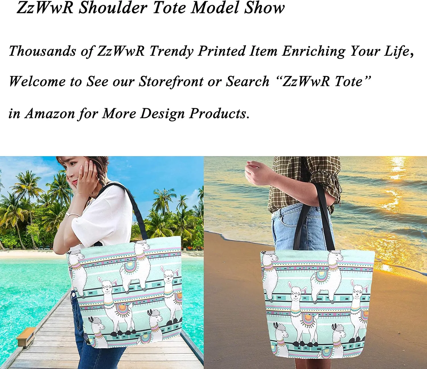 Chic Fashion Pattern Printed Extra Large Shoulder Tote Bag for Beach Travel Weekender Gym Grocery Shopping