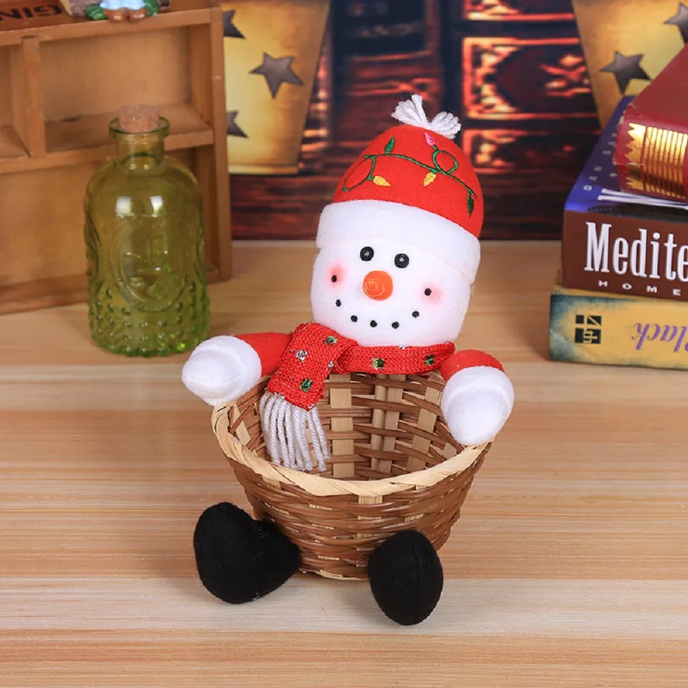 Christmas Candy Storage Box Decoration Bamboo Basket Bowl