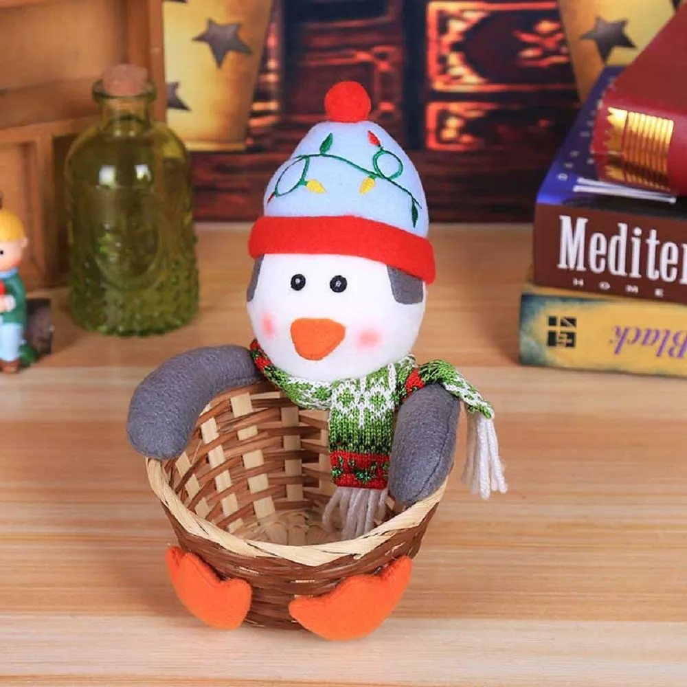 Christmas Candy Storage Box Decoration Bamboo Basket Bowl